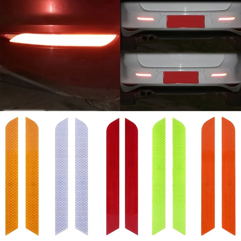 2pcs/set Universal Car Reflective Safety Strip Stickers Car Wheel Eyebrow Reflective Sticker Reflective Warning Safety Tape