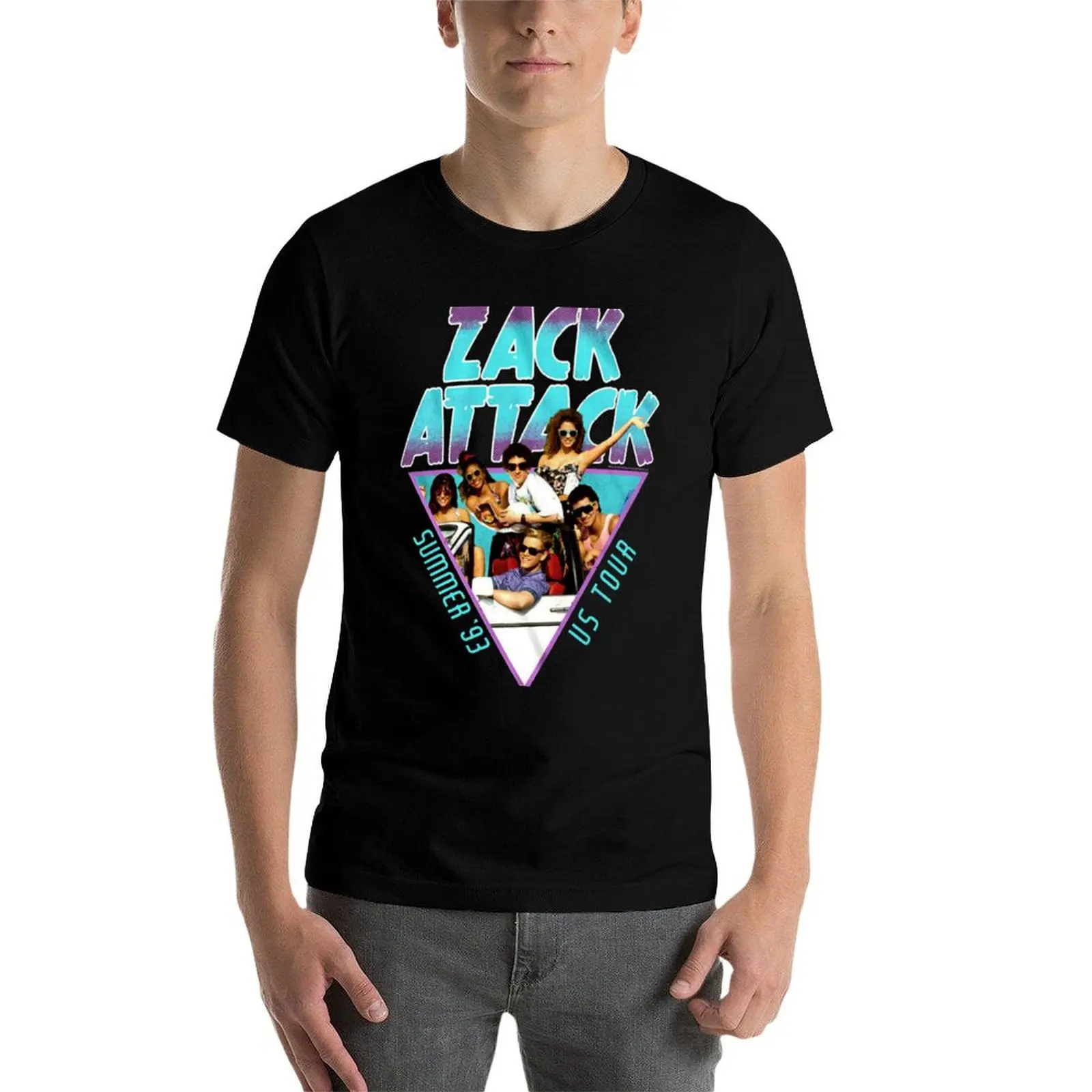 

Saved by The Bell Zack Attack US Tour Summer 1993 T-Shirt man t shirts for men cotton t shirt pack T-Shirt