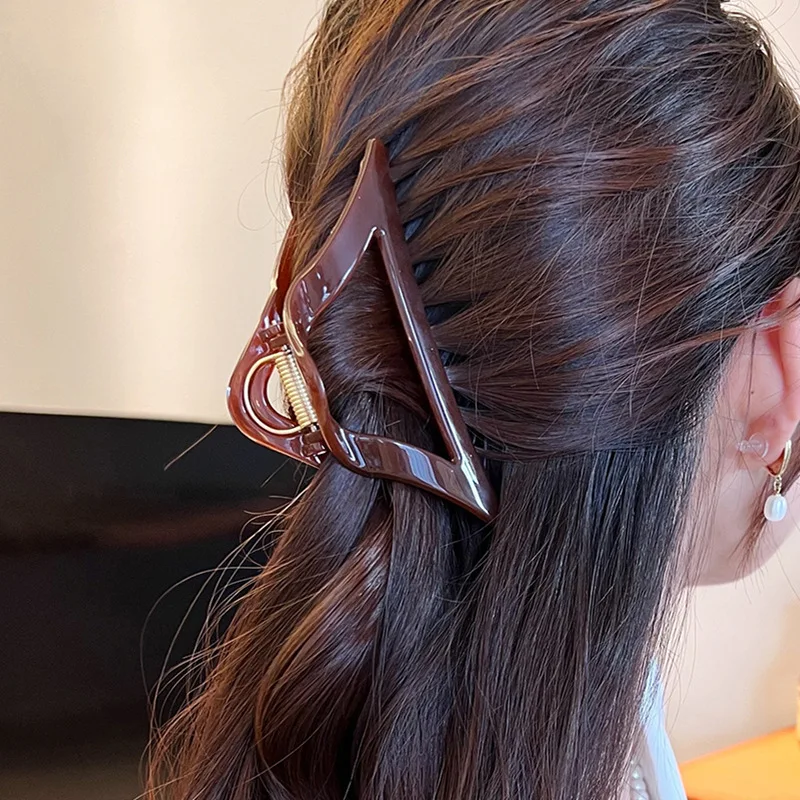 

Premium Jelly Triangle Hair Claw Women Large Shark Clip for Thick Hair Occipital Hairpin Headwear Accessory