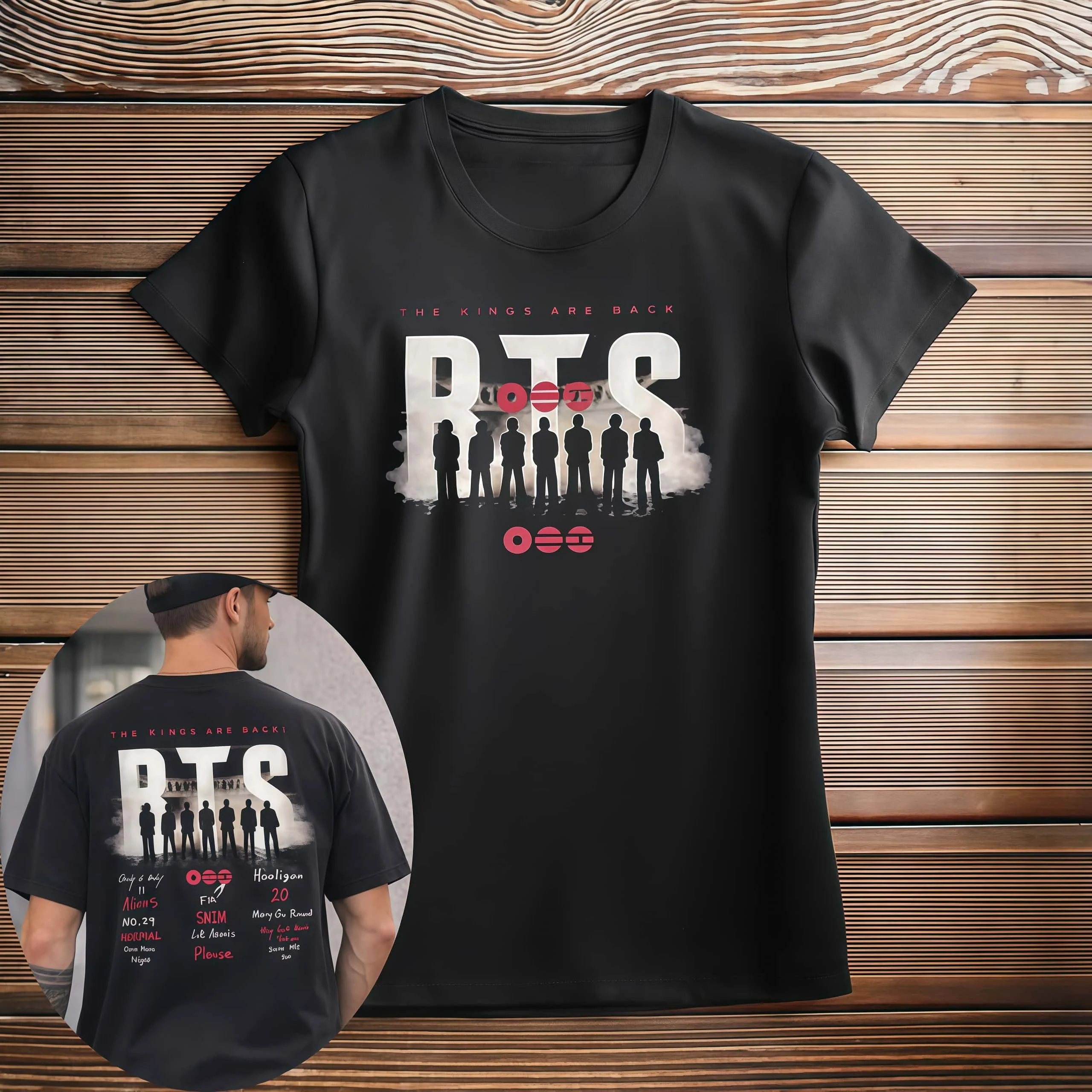 Camiseta BTS Arirang Tracklist The Kings Are Back - Camiseta de Verão 2026 para Homens e Mulheres em Algodão Y2K Oversized