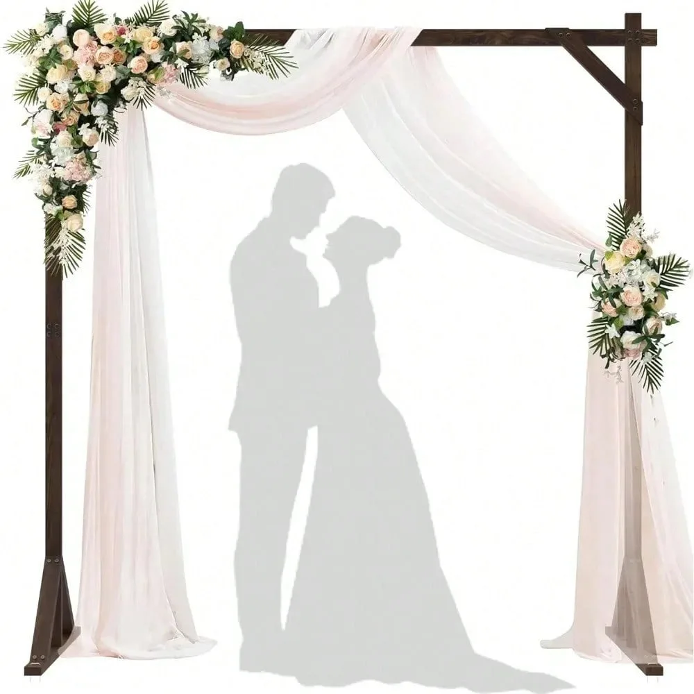 Wedding Arch, Square Wood Weddings Arches, Wooden Weddings Arbor Backdrop Stand for Indoor Outdoor, 7.2FT Wedding Arch