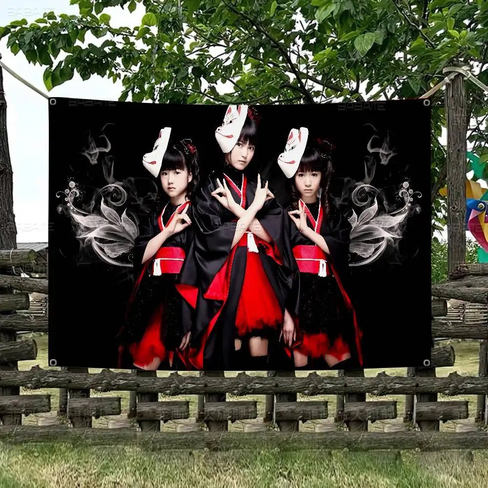 Classic Kawaii Metal Band B-Babymetal Creative Pattern Hanging Flag Polyester Printed Banner Hand Pulled Flag
