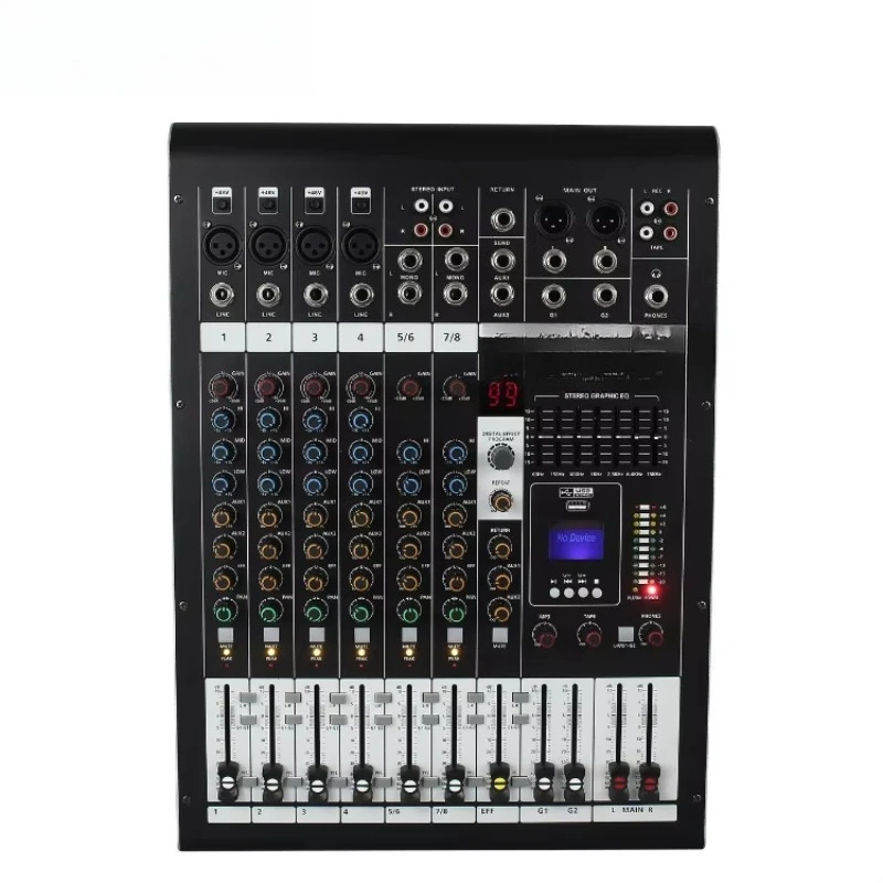 Professional 8-channel mixer XP-8 audio sound card tuner, suitable for recording studios, music production, podcast live