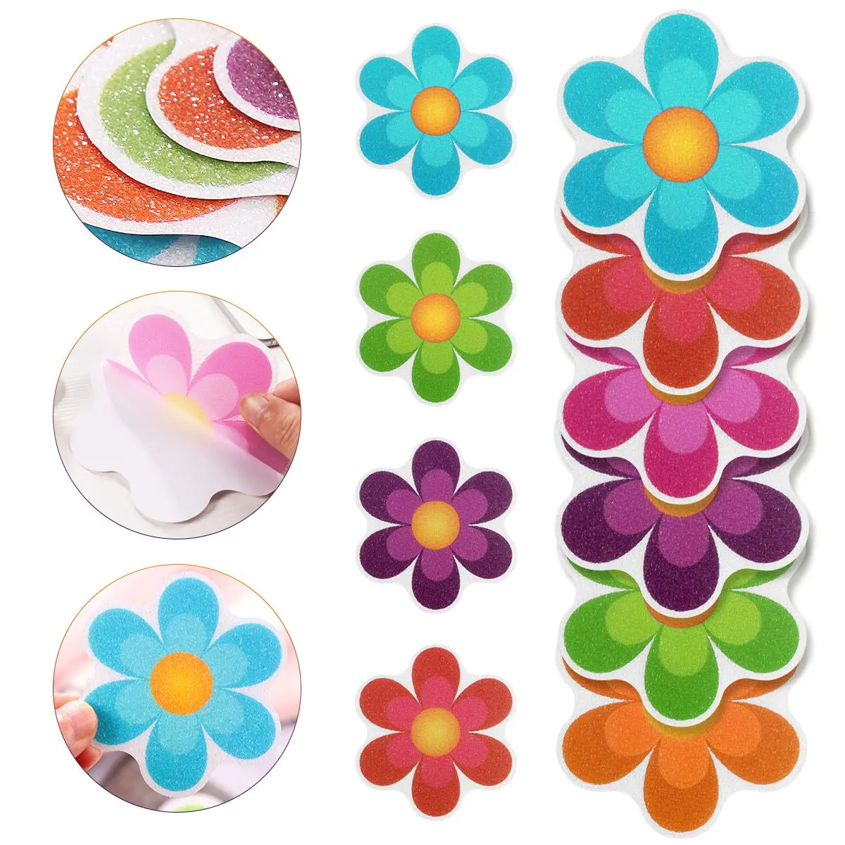 

Non Slip Stickers Bathtub Mat Shower Decals Safety Adhesive Pedal Flower Anti Decor Bath Time Prevention Home Use
