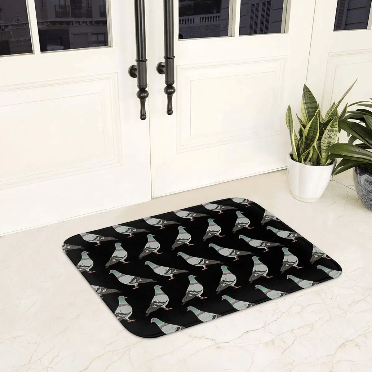 Pigeon Walk 2020, Black Background Anti-slip Doormat Floor Mat Durable Carpet Rug for Kitchen Entrance Home Bedroom Footpad Mats