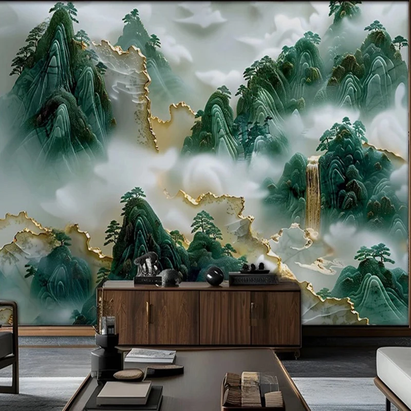 MU7811 Mural Wallpaper 3D Hand-painted Oil Painting Landscape Abstract Chinese Style Wall Painting Living Room Bedroom Home Deco
