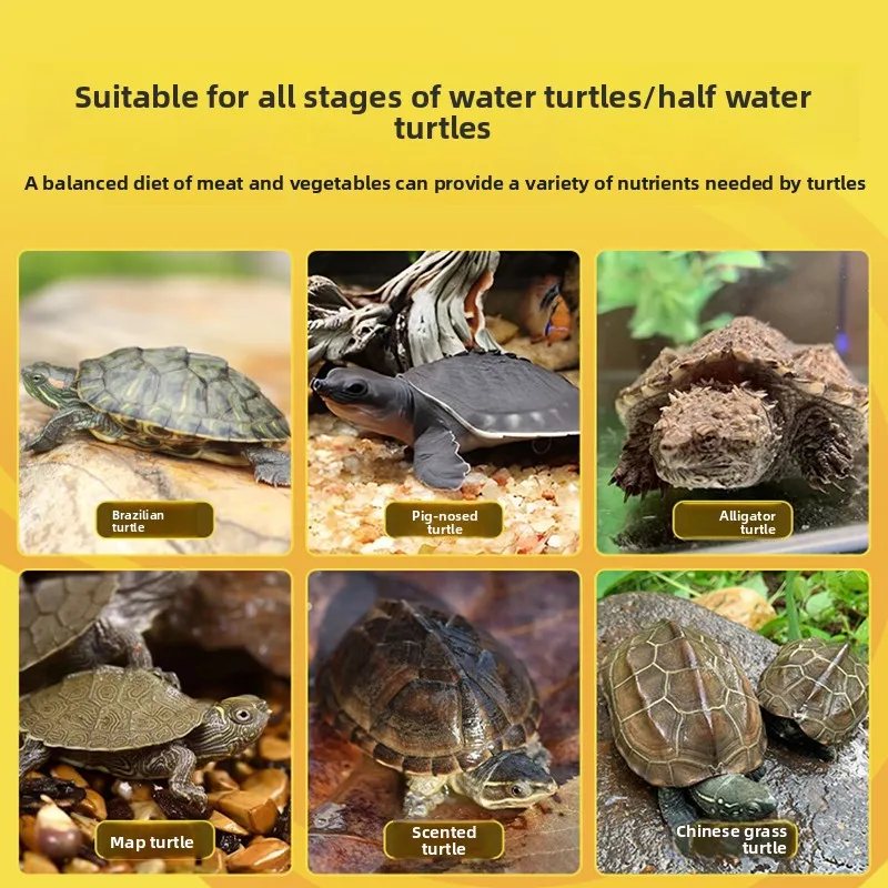 GAOBEISEN Turtle Food for Albino & Map Turtles | Yellow Booster Pellets for Hatchling Yellow Blotched & Common Musk Turtles