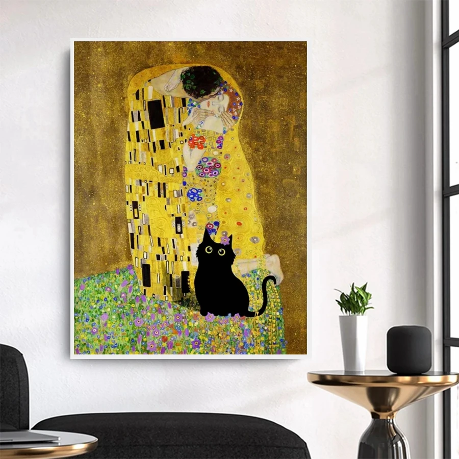 Gustav Klimt The Kiss And Black Cat Diamond Paiting Art 5d fai da te albero della vita punto croce mosaico artigianato Room Decor Gift