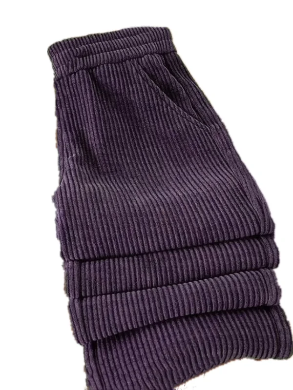 Cintura alta fce forrado veludo calças de perna larga das mulheres casual corte reto calças de veludo outono inverno nova sle mãe jeans