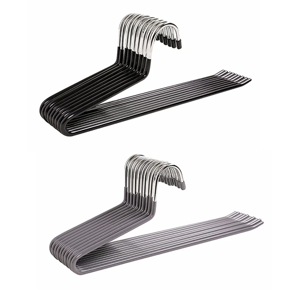 

10pcs Non-slip Colored Metal PVC Coated Hangers Space Saving Towel Rack For Clothing Storage Space Saving Supply