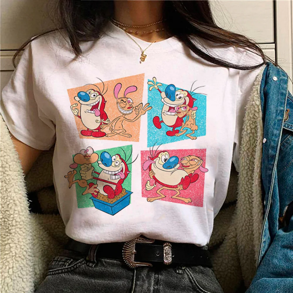 Ren And Stimpy tshirt women harajuku tshirt girl anime designer clothing