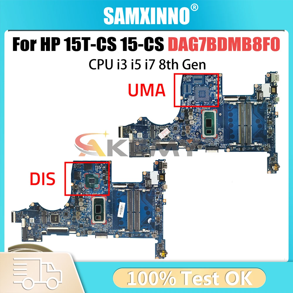 

For HP Pavilion 15T-CS 15-CS Notebook Mainboard DAG7BDMB8F0 862398-855 L34174-001 L34173-601 I3 I5 I7 8th Gen Laptop Motherboard