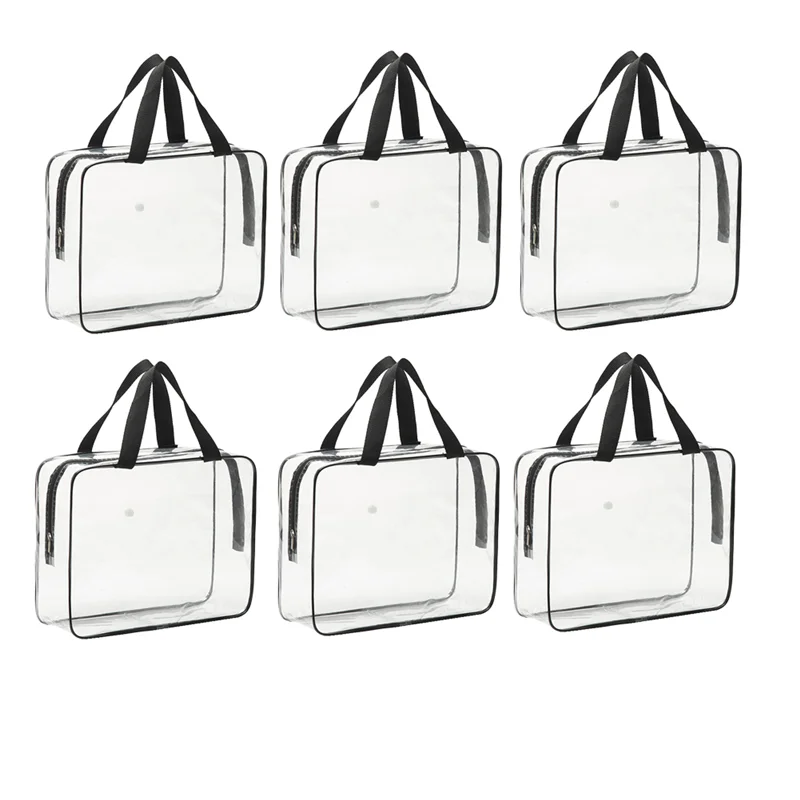 ABFN-6 Packs Toy Storage Bags,Reusable Clear Storage Bags With Front Pocket,Waterproof Toy Organizer Bags