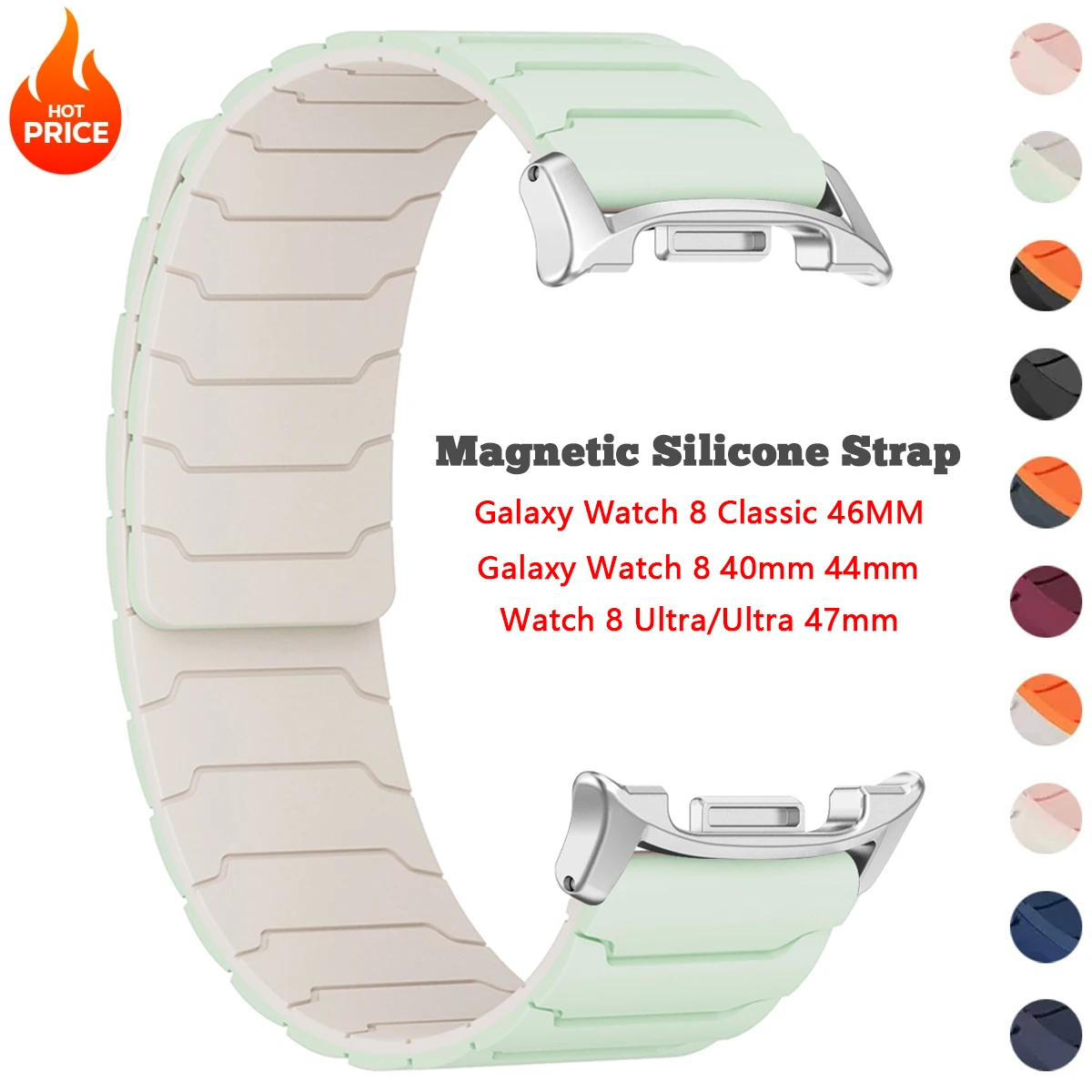 حزام مغناطيسي لساعة سامسونج جالاكسي 8 44 مللي متر 40 مللي متر سيليكون حلقة حزام استبدال سوار لملحقات Watch8 الكلاسيكية 46 مللي متر