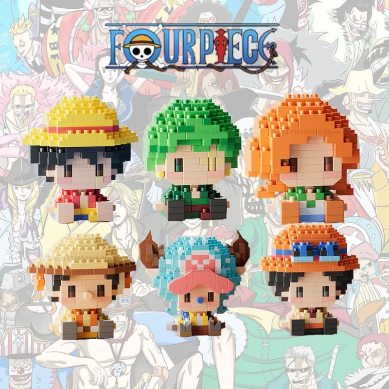 Bloques de Construcción de Anime, One Piece, Luffy, Nami, Usopp, Robin, Franky, Jinbe, Sanji, Figuras de Ladrillos en Miniatura, Modelo 3D, para Regalo
