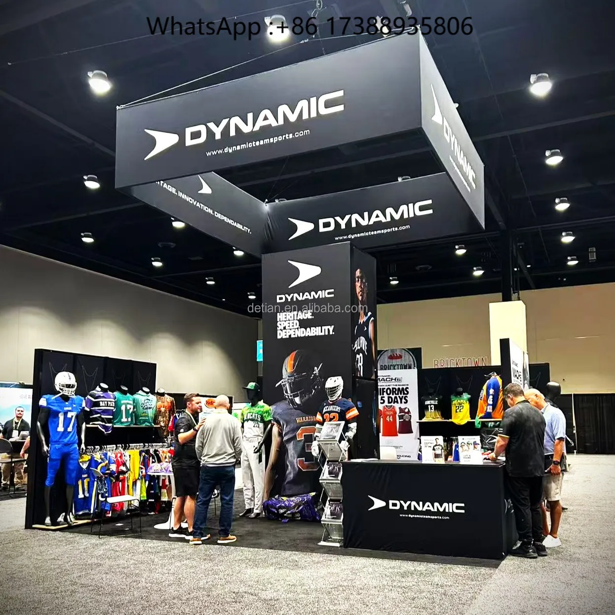 Detian Portable LED Aluminium Tension Fabric Modular Booth Trade Show Equipment for Clothing Exhibition Stall Dye Sublimation