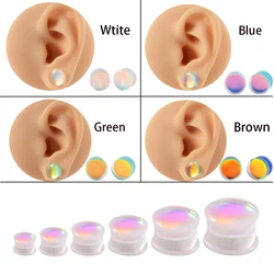 1Pc Acrylic Flash Film Ear Plugs Bling Saddle Double Flared Plugs Earlets Gauge Expander Body Piercing Jewelry