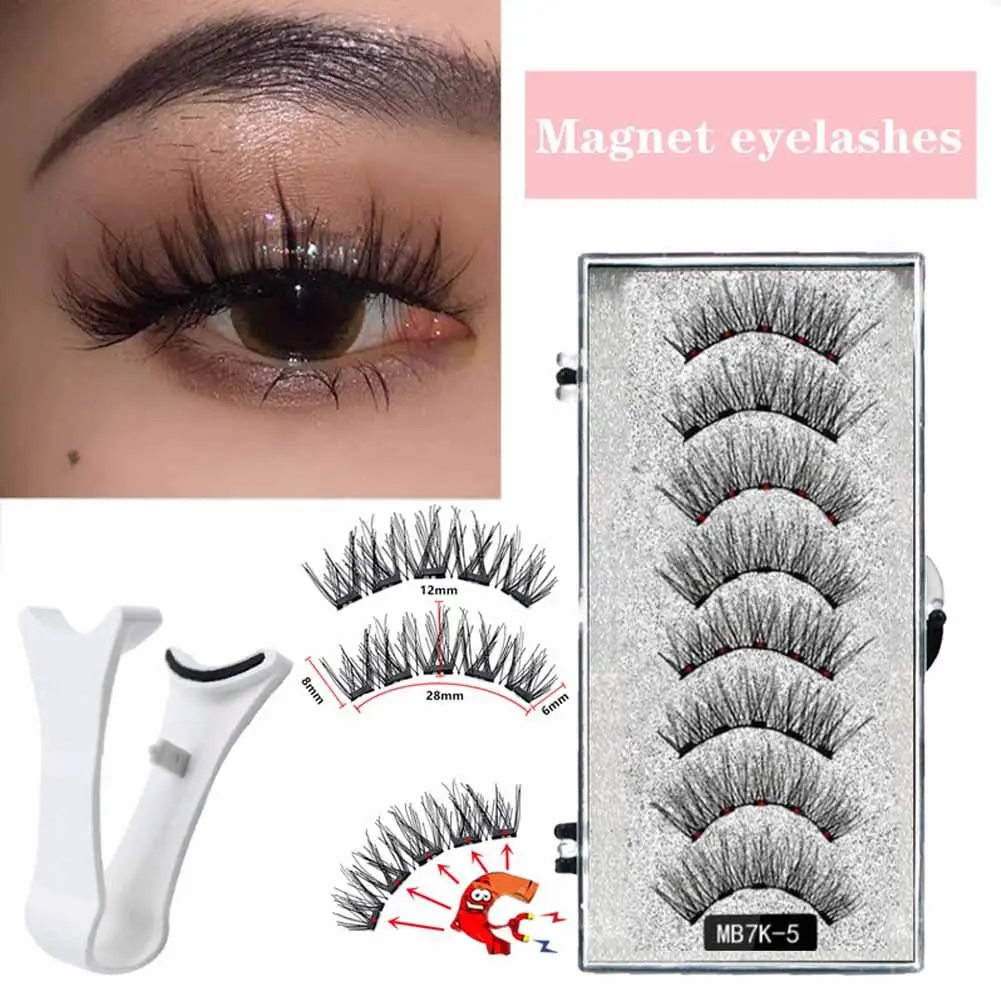 Magnetic Suction False Eyelash Kit - Reusable Daily Wear Lash Set with Magnetic Lashes and Applicator Clip Accessory