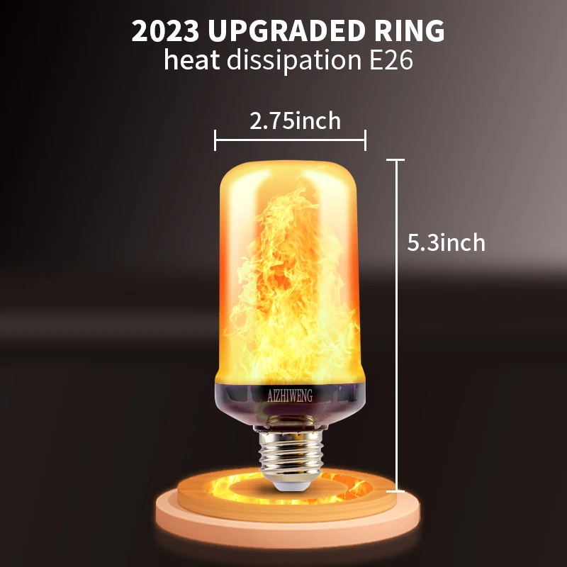 AIZHIWENG Upgraded  LED Flame Light Bulbs, 4 Modes Flickering  with Upside Down Effect, E26/E27 Base for Christmas