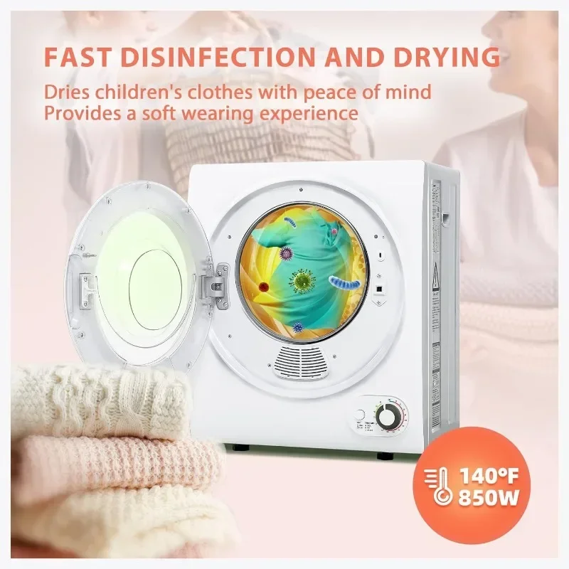 Portable Clothes Dryer Compact Laundry Dryers Front Load Stainless Steel Electric Dryers Machine Stainless Steel Tub