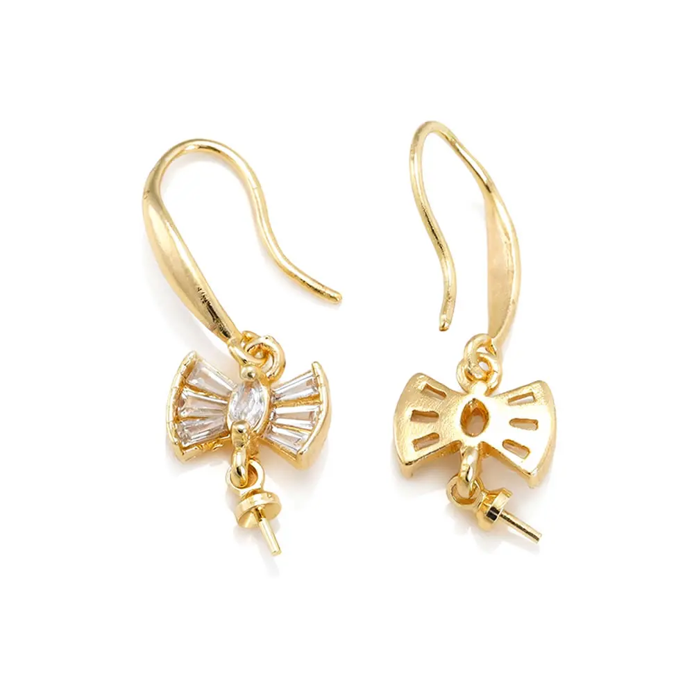 18K Gold Color Brass with Half Pin can Fit Half Hole Beads Earring Hooks Diy Jewelry Making Earrings Accessories for Women
