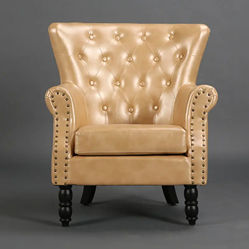 American Single Velvet Sofa Simple Retro Striped Lazy Chair Home Balcony Leather Sofa Chair Net Celebrity Small Sofa
