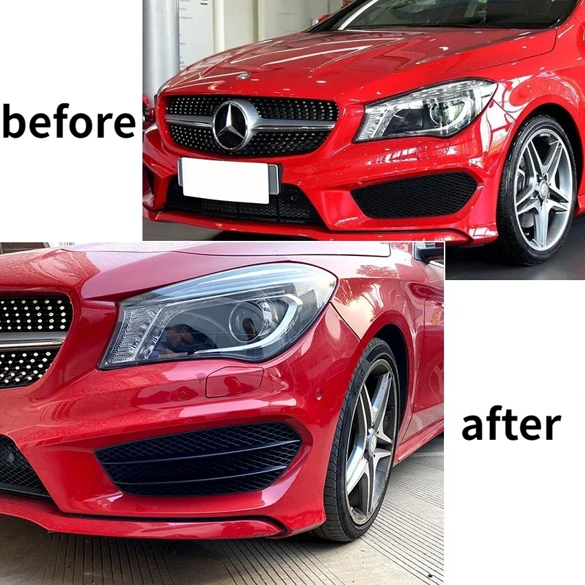 Fog Light Cover Grille Front Bumper For Mercedes Benz CLA Class C117 CLA200 250 CLA45 AMG 2012-2019 Grill Grid Sticker Body Kit