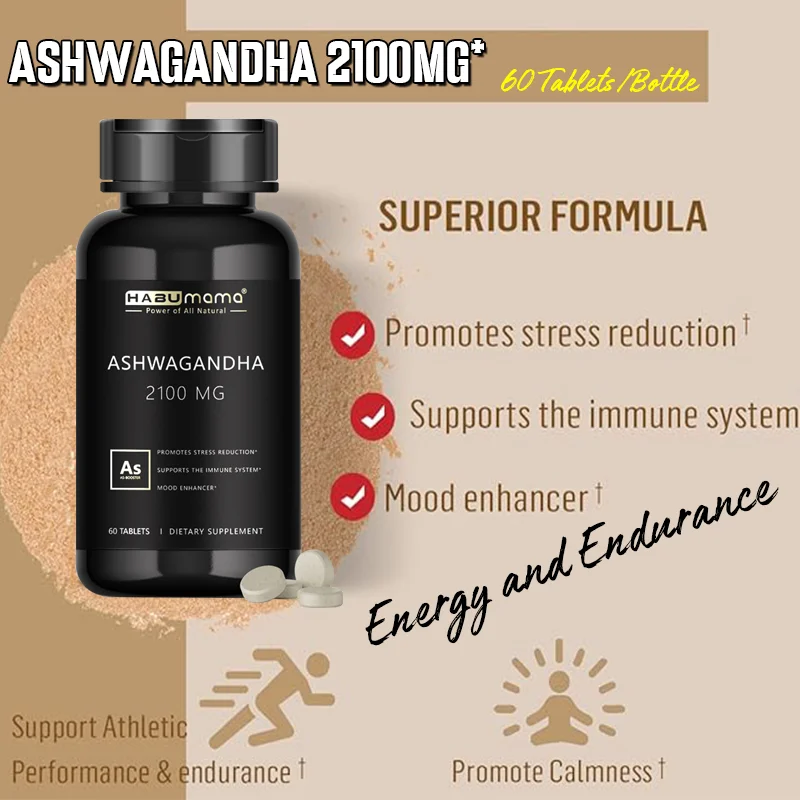 Habumama Ashwagandha, Horny Goat Weed, Testbooster Male Supplements for Health, Energy & Endurance, Muscle Mass, Vitality