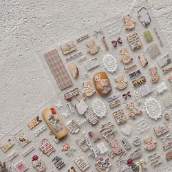 Fragments Of Old Newspapers Rose Flower Butterfly Bear High Quality Nail Stickers Nail Art Decal Design Manicure Tool T-4569