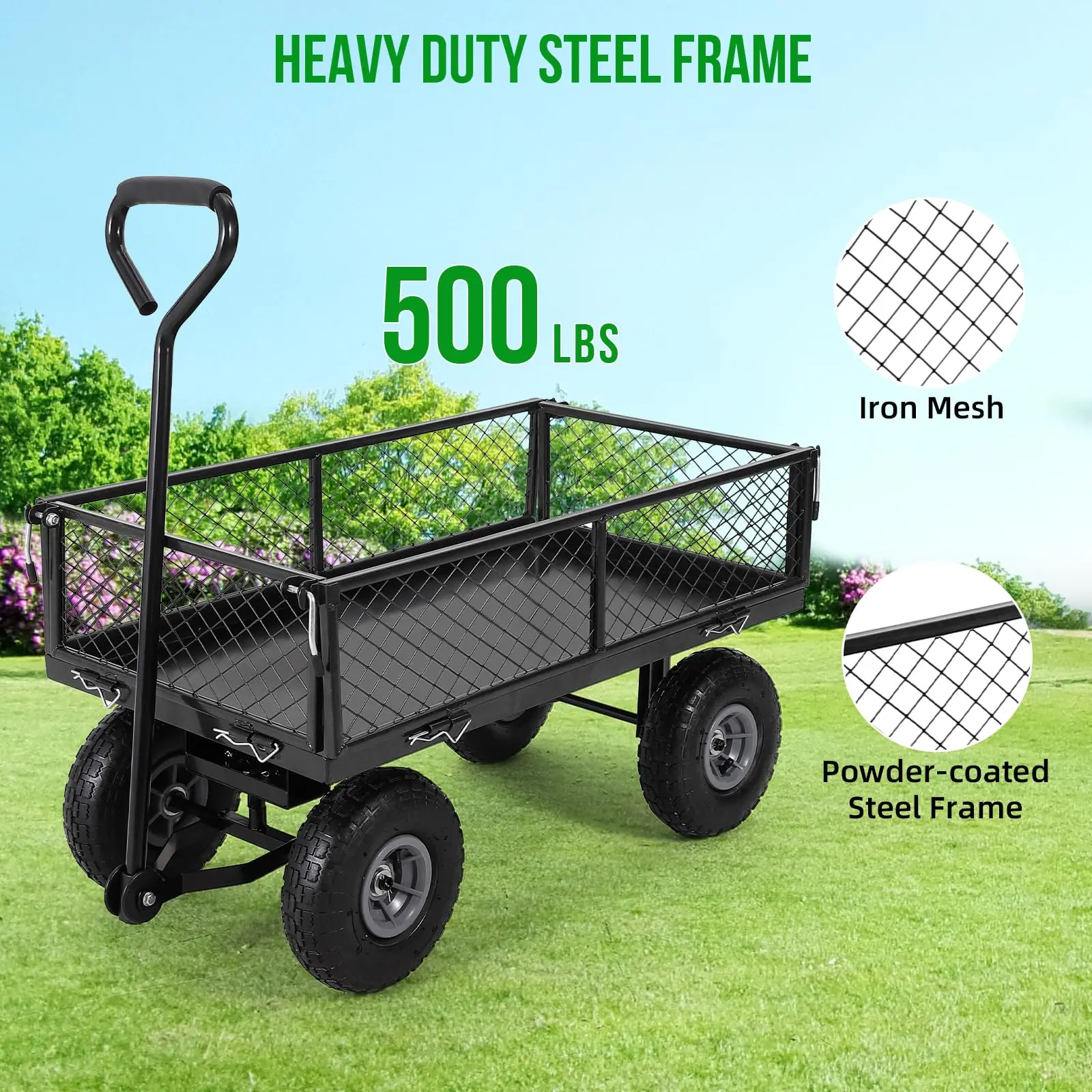 500 Lbs Steel Garden Wagon Cart, 10