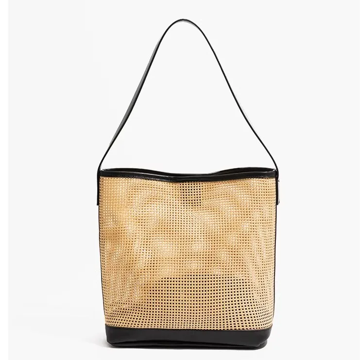 

Vintage Hollow Design Woven Women Shoulder Bag Knitting Large Capacity Handbags Summer Travel Shopper Tote For Ladies Beach Bags