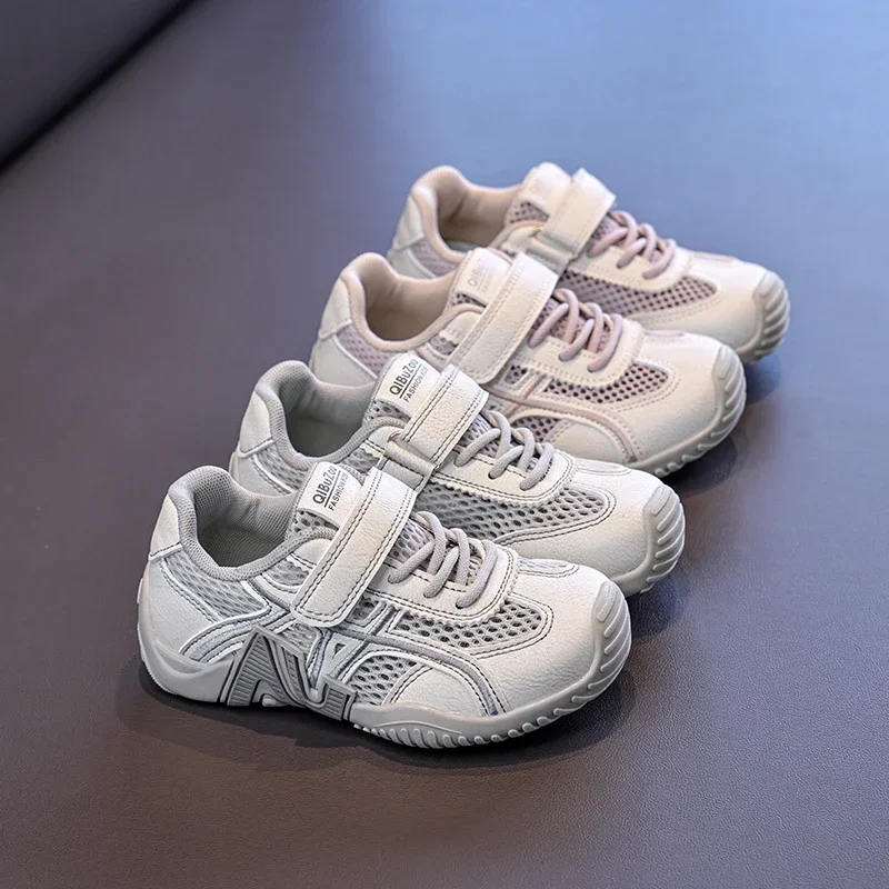 

Two-tone Design Kids Sneakers Boys Girls Elastic Collar Sports Shoes Deep Grain Anti-slip Sole Comfort Footwear for Play Walking