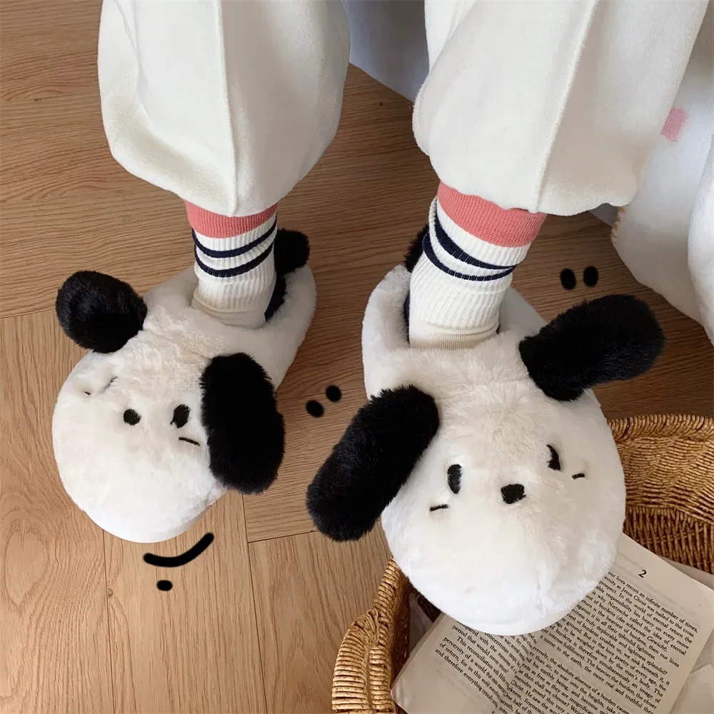 EVA Cozy Home Cotton Slippers New Winter Warm Plush Soft Bottom Women's Shoes Cute Cartoon Indoor Puppy Cotton Slippers