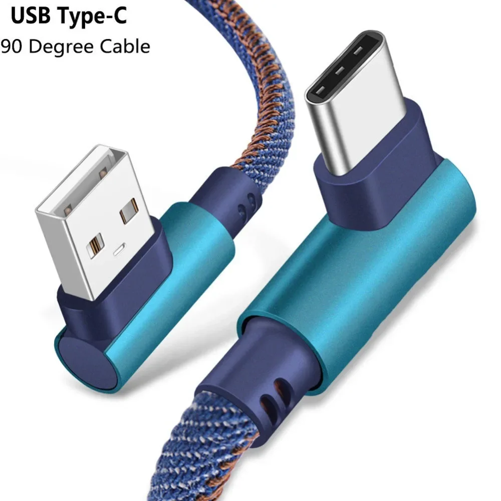 1M High-quality Practical Type-C 90 Degree Right Angle USB 3.1 Data Sync Charger Copper Core Cable For Type C Android