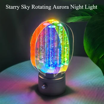 Starry Sky หมุน Aurora Night Light ชาร์จ USB แสงบรรยากาศโรแมนติกไม่จํากัด Dimming Starry Sky Night Light