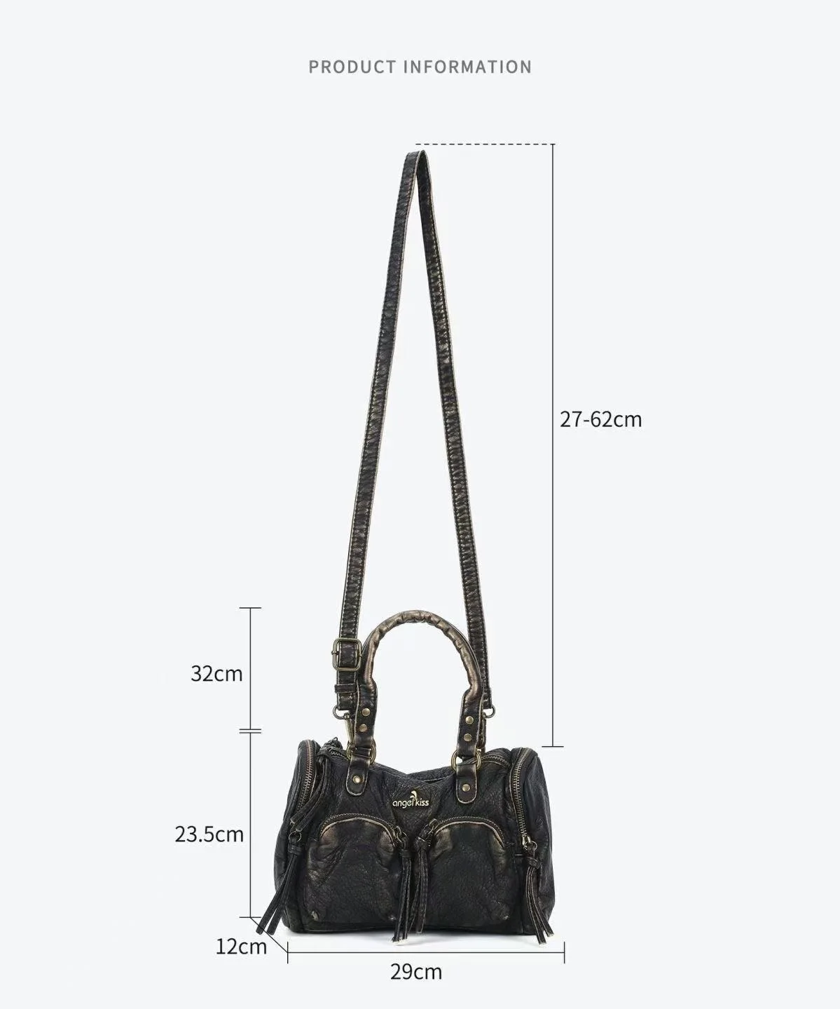 Vintage Damenhandtaschen Kleine Umhängetasche Boston-Tasche mit Tragegriff PU-Schultertasche Modische Dumpling-Tasche Schultertaschen mit mehreren Taschen – Detail 13