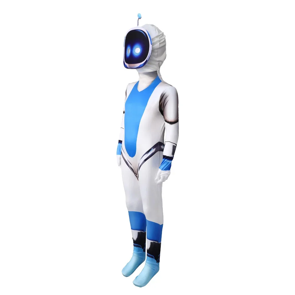 Süßes Spiel Astro Bot Cosplay Kostüm Tierspiel Astro Bot Bodysuit Overall Maske Kinder Erwachsene Party Kostüm