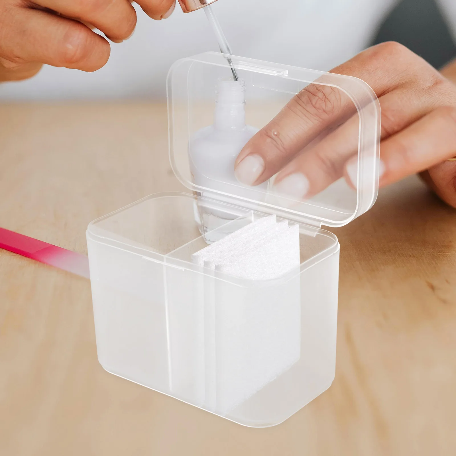 

Cotton Box Swab Pads Holder Dressing Table Swabs Dispenser Round Container Plastic
