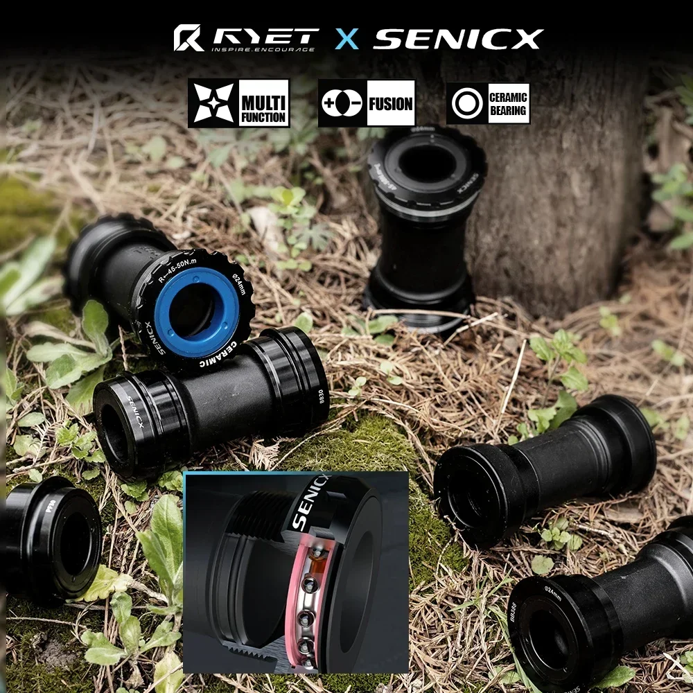 RYET Senicx Ceramic BB Ultralight for MTB/Road Bikes 24/29mm Spindle Press Fit & Threaded BB386/BSA/PF30 Bottom Bracket