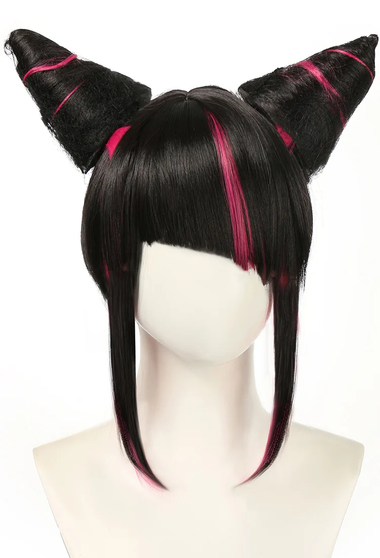 Short Black Wig for Street Fighter 6 Juri Cosplay Wig