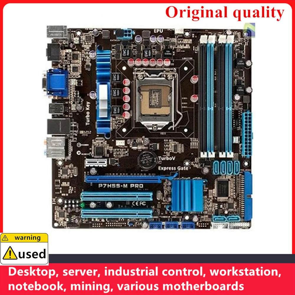 

Used For P7H55-M Pro Motherboards LGA 1156 DDR3 16GB M-ATX For Intel H55 Desktop Mainboard SATA II USB2.0