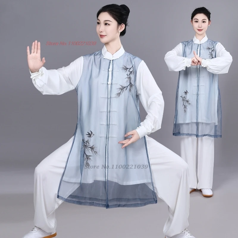 

2025 китайская форма тай-чи ушу, бамбуковый вышитый костюм кунг-фу, тайцзицюань, боевые искусства, винчунь, тренировочные упражнения