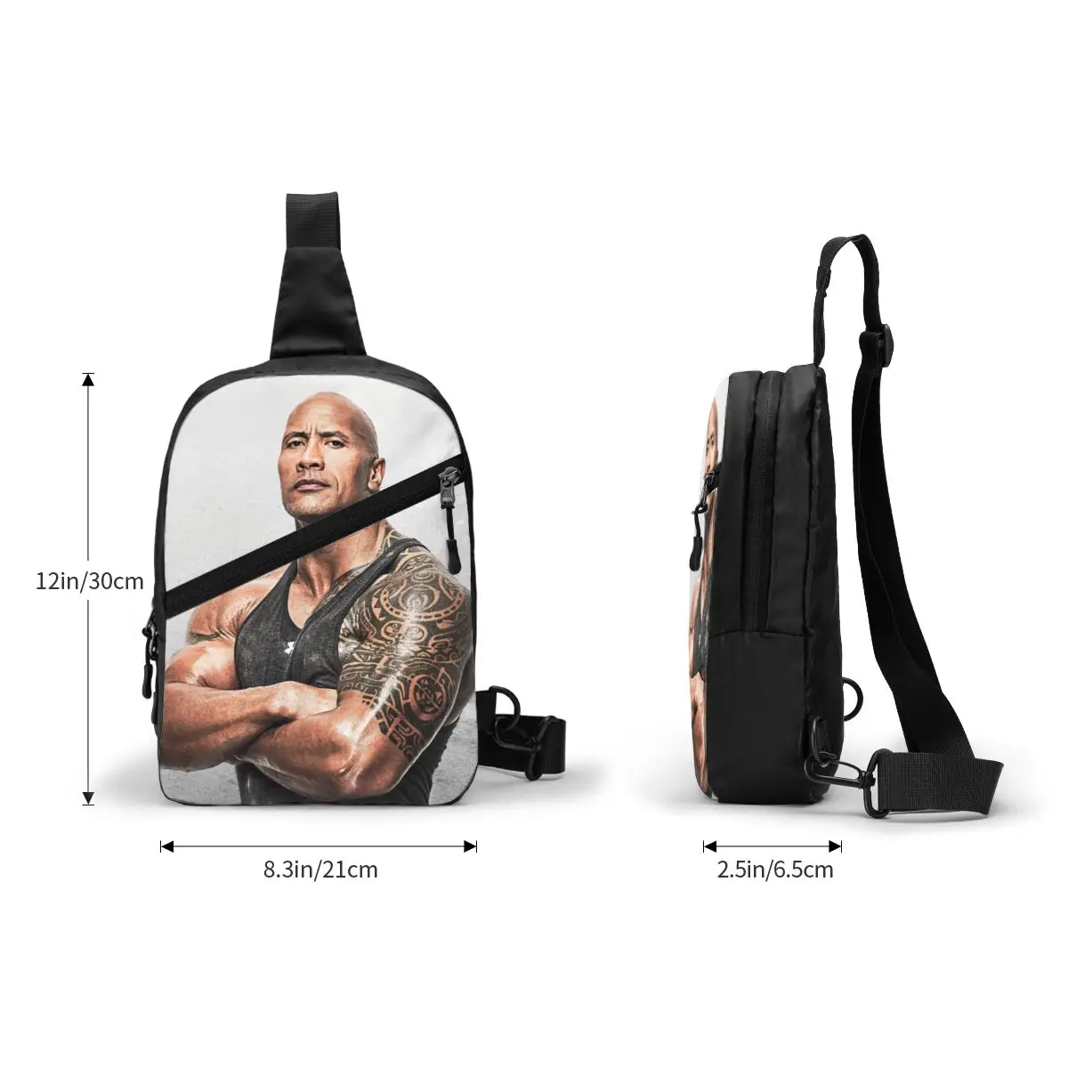 Sac à dos Cool The Rock Face Dwayne pour hommes, bandoulière, célèbre acteur Johnson, initié, poitrine, voyage