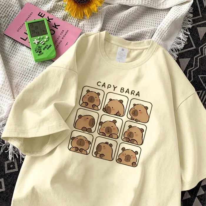 Loose Cute Cartoon Summer Short Sleeved T-shirt for Women's Casual Versatile Round Neck Men's Top image 4
