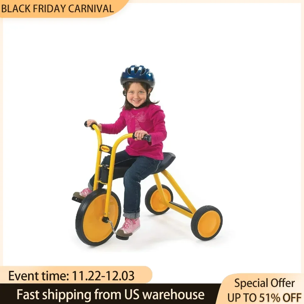 Toddler Tricycle, Adjustable Kids Tricycle with Rubber Wheels, Yellow/Black Suitable for Children's Day To Baby Walker