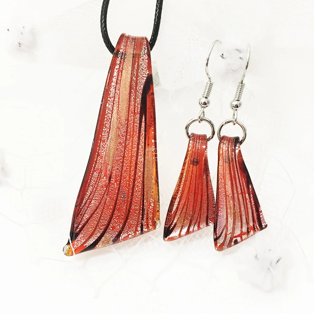 6sets Fashion Knife Shape Mix Colors Murano Lampwork Glass Necklace Earring Jewelry Set,