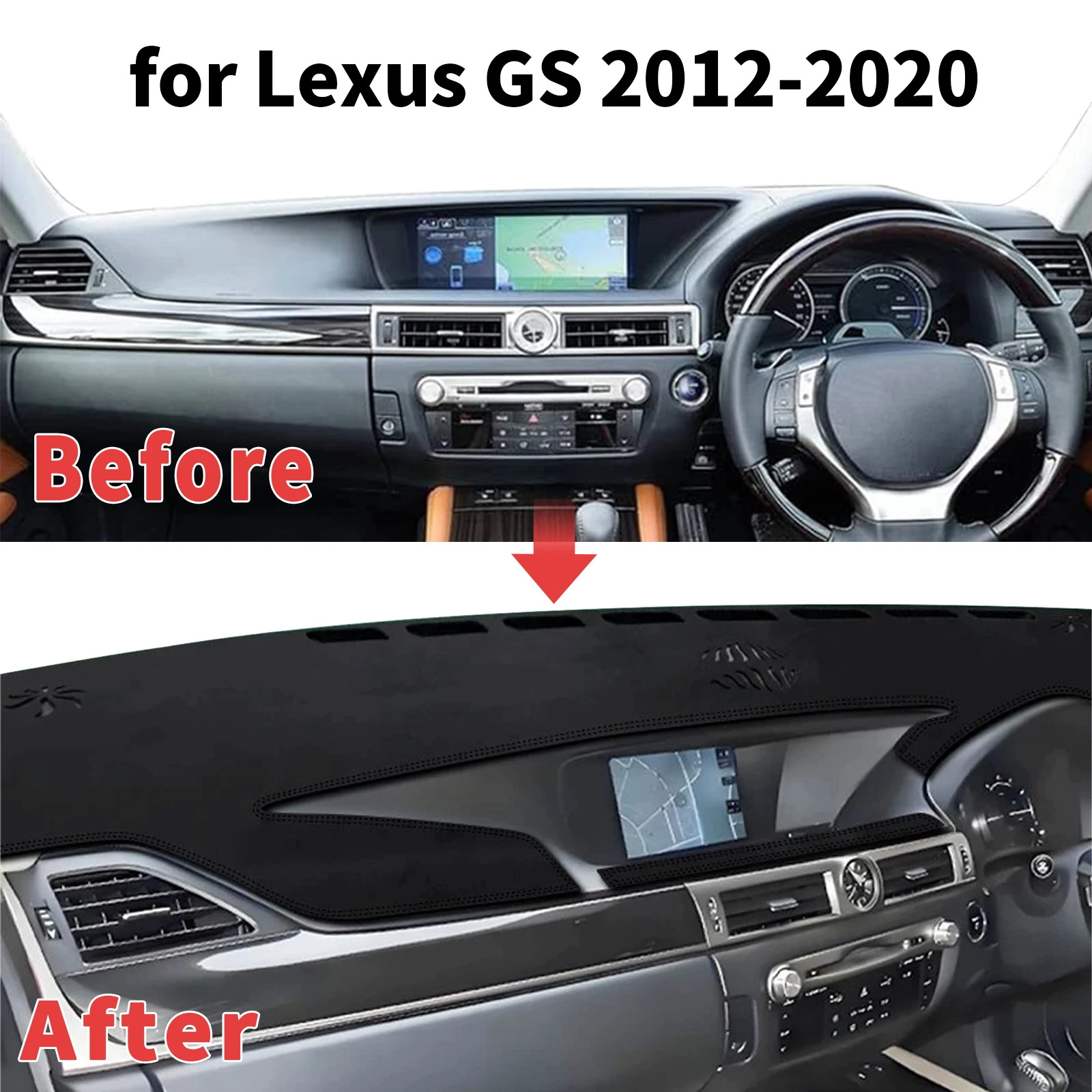 for Lexus GS GS450h L10 2012-2020 Dashboard Cover Sun Shade Protector Dashmat Anti-Glare UV Block Carpet Mat Automotive Dash Mat