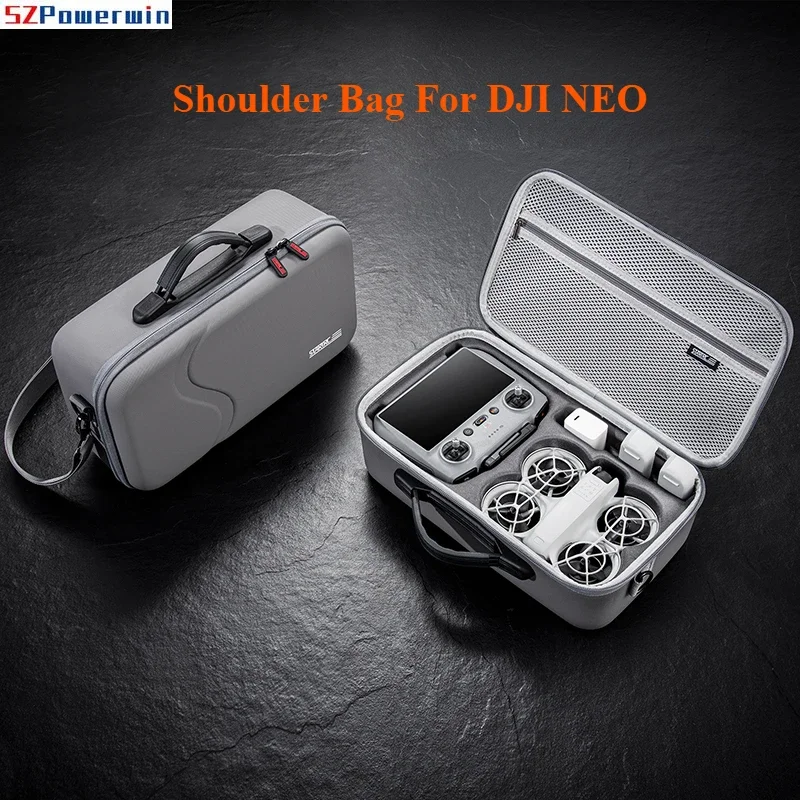 Powerwin Carrying Case Travel Shoulder Bag For DJI NEO Fly More Combo Drone Accessories Storage Bag PU Portable Handbag Box