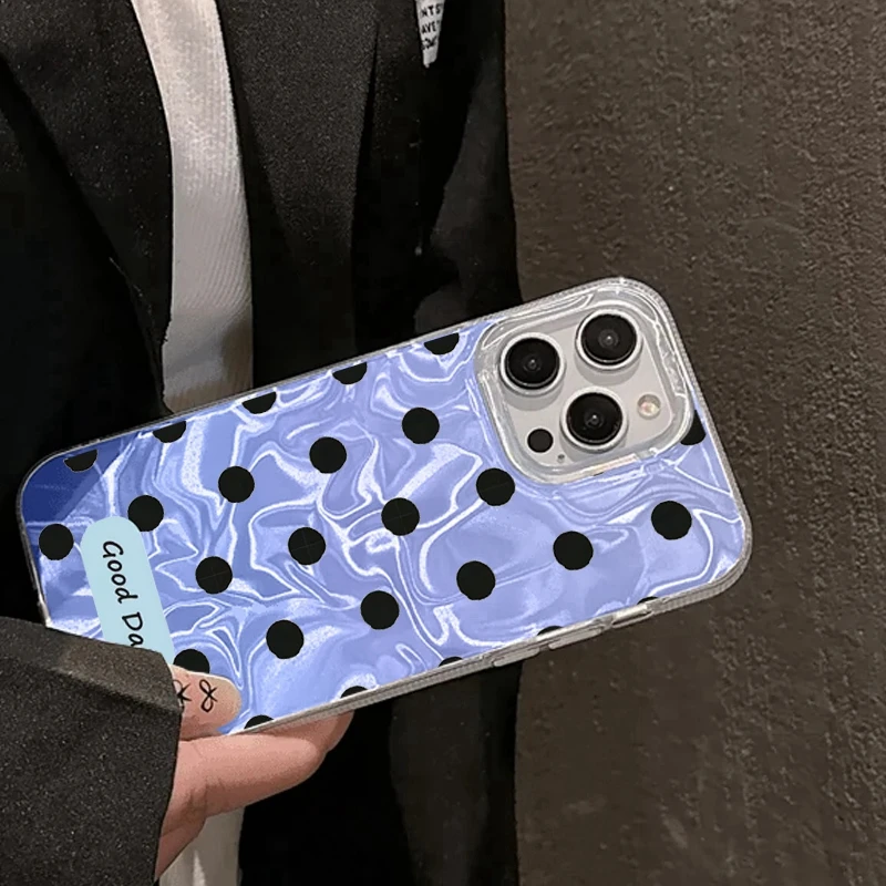 Чехол для телефона в горошек для женщин и девочек для Apple iphone 15 16 14 13 Pro Max 16e 16plus 12 11 7 8 Plus XR SE Silicone Fundas Cover