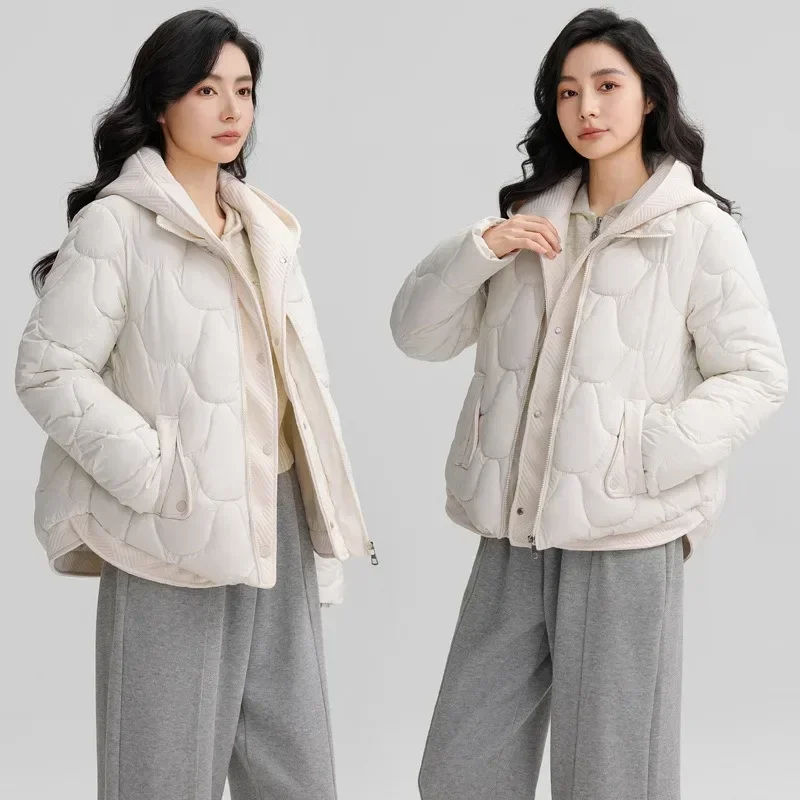 2024 Winter New Fashionable Loose Down-Filled Cotton Jacket - Plush Hooded Cozy Puffer Coat for Women